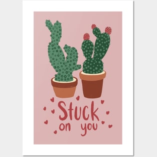 Stuck on you, valentines plant pun Posters and Art